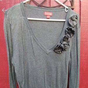 Grey flower embellished sweater